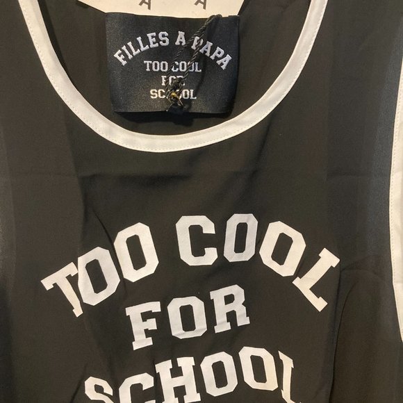 Filles a Papa FAP women's size II (medium) TOO COOL FOR SCHOOL wide arm tank top - Picture 2 of 5